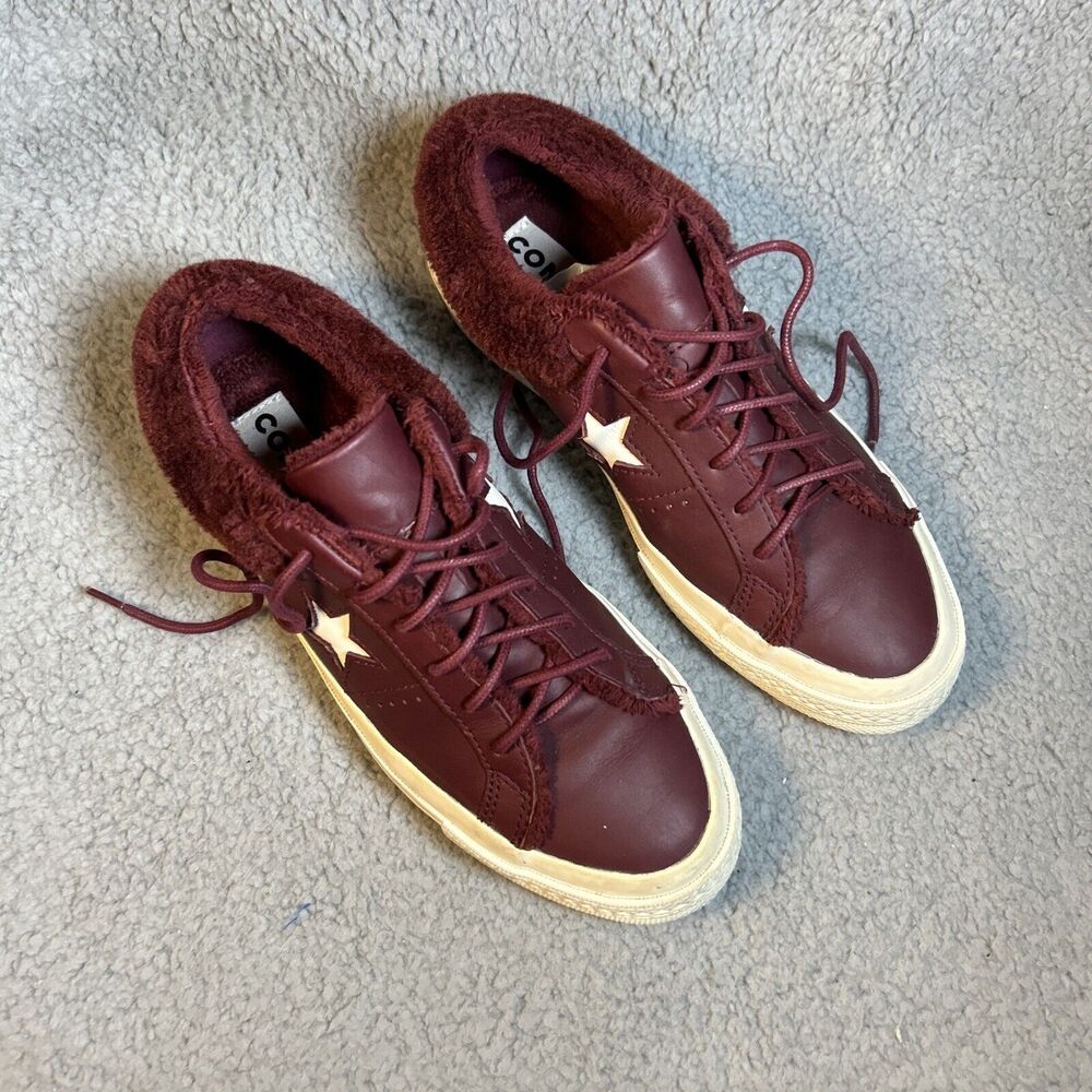 CONVERSE Unisex 1 Star Oxford Leather Fur Lined Sneakers, US W 7.5 M 5.5 - Picture 3 of 11